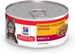 Hill's Science Diet Adult Tender Chicken Dinner Wet Cat Food, 5.5-oz can, case of 24