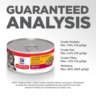 Show full view: Hill's Science Diet Adult Tender Chicken Dinner Wet Cat Food, 5.5-oz can, case of 24 slide 9 of 13