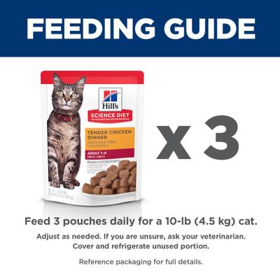Show full view: Hill's Science Diet Adult Tender Chicken Recipe Cat Food, 2.8-oz pouch, case of 24 slide 8 of 12