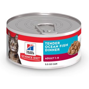 Hill's Science Diet Adult Tender Ocean Fish Dinner Wet Cat Food, 5.5-oz can, case of 24