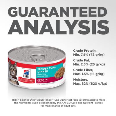 Show full view: Hill's Science Diet Adult Tender Tuna Dinner Wet Cat Food, 5.5-oz can, case of 24 slide 9 of 13