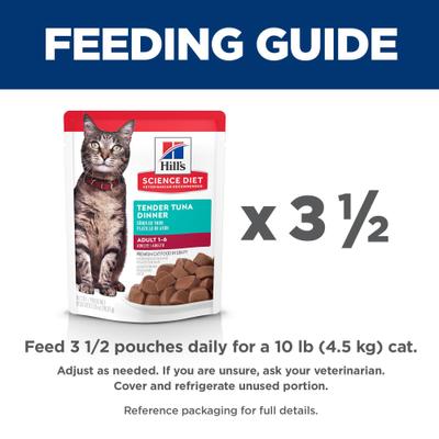 Show full view: Hill's Science Diet Adult Tender Tuna Recipe Cat Food, 2.8-oz pouch, case of 24 slide 7 of 12