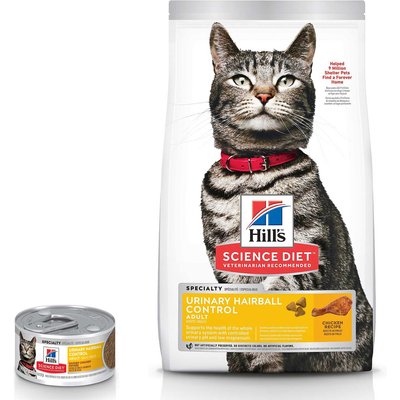 Hill's Science Diet Hill's Science Diet Adult Urinary Hairball Control Savory Chicken Entree Canned Food + Adult Urinary Hairball Control Dry Cat Food, 7-lb bag