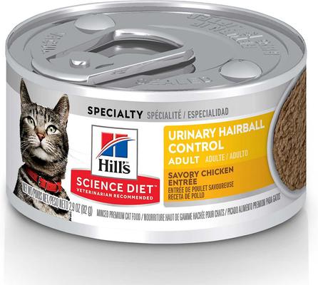 Show full view: Hill's Science Diet Adult Urinary Hairball Control Savory Chicken Entree Canned Food + Adult Urinary Hairball Control Dry Cat Food, 7-lb bag slide 2 of 9