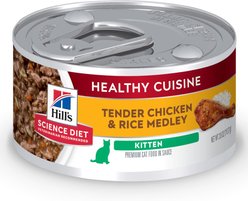 Hill's Science Diet Kitten Healthy Cuisine Tender Chicken & Rice Medley Wet Cat Food, 2.8-oz can, case of 24