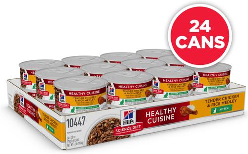 Show full view: Hill's Science Diet Kitten Healthy Cuisine Tender Chicken & Rice Medley Wet Cat Food, 2.8-oz can, case of 24 slide 3 of 14