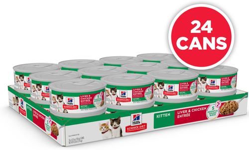 Show full view: Hill's Science Diet Kitten Liver & Chicken Entree Wet Cat Food, 5.5-oz can, case of 24 slide 3 of 14