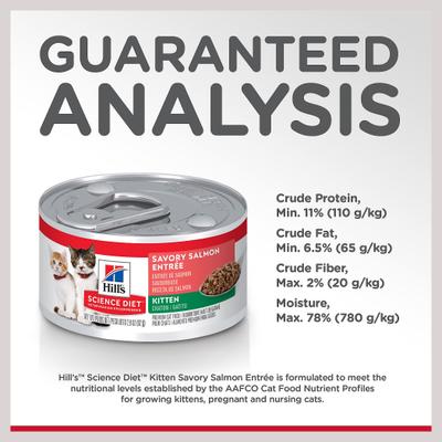 Show full view: Hill's Science Diet Kitten Savory Salmon Entree Wet Cat Food, 2.9-oz can, case of 24 slide 8 of 14