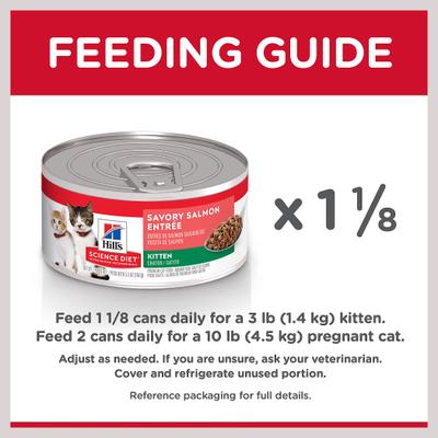 Show full view: Hill's Science Diet Kitten Savory Salmon Entree Wet Cat Food, 5.5-oz can, case of 24 slide 9 of 14