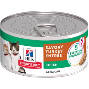 Hill's Science Diet Kitten Savory Turkey Entree Wet Cat Food, 5.5-oz can, case of 24