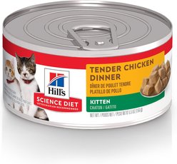 Hill's Science Diet Kitten Tender Chicken Dinner Wet Cat Food, 5.5-oz can, case of 24