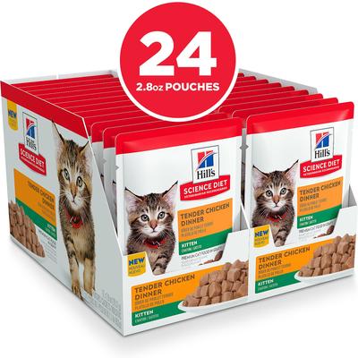 Show full view: Hill's Science Diet Kitten Tender Chicken Recipe Cat Food, 2.8-oz pouch, case of 24 slide 4 of 13