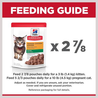 Show full view: Hill's Science Diet Kitten Tender Chicken Recipe Cat Food, 2.8-oz pouch, case of 24 slide 9 of 13