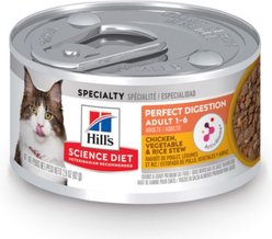 Hill's Science Diet Perfect Digestion Chicken, Vegetable & Rice Stew Adult Wet Cat Food, 2.9-oz can, case of 24