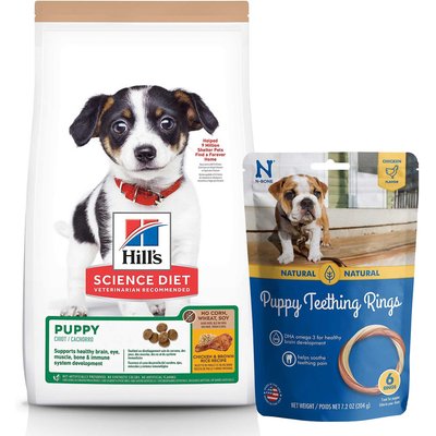 Hill's Science Diet Hill's Science Diet Puppy Chicken & Brown Rice Recipe Dry Dog Food, 12.5-lb bag + N-Bone Puppy Teething Ring Chicken Flavor Dog Treats, 6 count