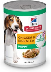 Hill's Science Diet Puppy Chicken & Rice Stew Recipe Wet Dog Food, 12.5-oz can, case of 12
