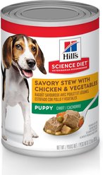 Hill's Science Diet Puppy Savory Stew with Chicken & Vegetables Wet Dog Food, 12.8-oz can, case of 12