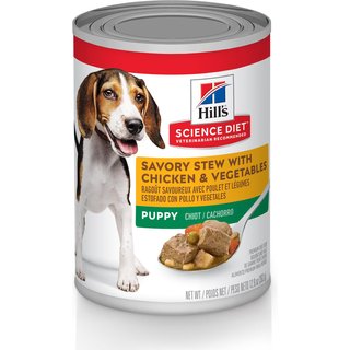 Hill's Science Diet Puppy Savory Stew with Chicken & Vegetables Wet Dog Food, 12.8-oz can, case of 12 slide 1 of 9
