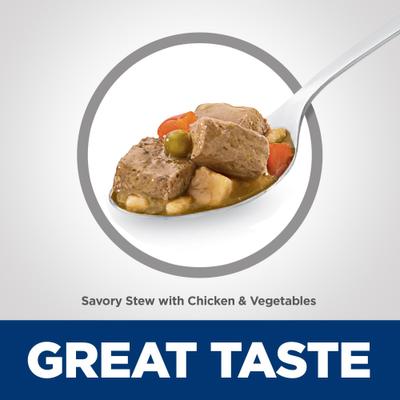 Show full view: Hill's Science Diet Puppy Savory Stew with Chicken & Vegetables Wet Dog Food, 12.8-oz can, case of 12 slide 5 of 14