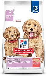 Hill's Science Diet Puppy Sensitive Stomach & Sensitive Skin Salmon & Brown Rice Recipe Dry Dog Food, 13-lb bag