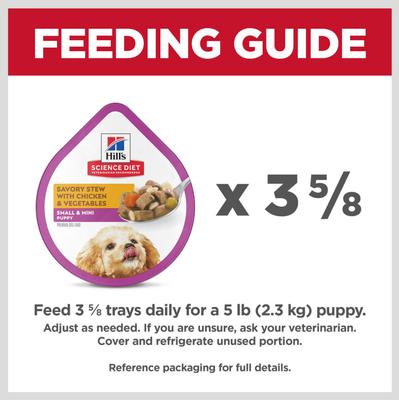 Show full view: Hill's Science Diet Puppy Small Breed & Mini Breed Savory Stew Chicken & Vegetable Wet Dog Food Trays, 3.5-oz, 12 count slide 8 of 12
