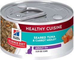 Hill's Science Diet Senior Adult 11+ Healthy Cuisine Seared Tuna & Carrot Medley Wet Cat Food, 2.8-oz can, case of 24