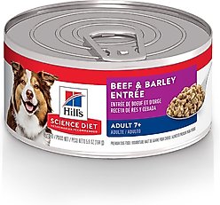 Hill's Science Diet Senior Adult 7+ Beef & Barley Entree Wet Dog Food, 5.8-oz can, case of 24