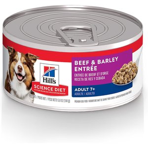 Hill's Science Diet Senior Adult 7+ Beef & Barley Entree Wet Dog Food, 5.8-oz can, case of 24