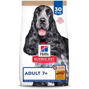 Hill's Science Diet Senior Adult 7+ Chicken & Brown Rice Recipe No Corn, Wheat or Soy Dry Dog Food, 30-lb bag