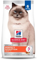 Hill's Science Diet Senior Adult 7+ Perfect Digestion Chicken Dry Cat Food, 6-lb bag