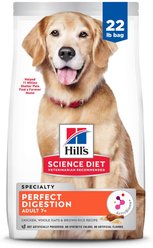 Hill's Science Diet Senior Adult 7+ Perfect Digestion Chicken Dry Dog Food, 22-lb bag
