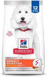 Hill's Science Diet Senior Adult 7+ Perfect Digestion Small Bites Chicken Dry Dog Food, 12-lb bag