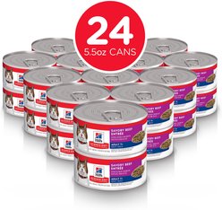 Hill's Science Diet Senior Adult 7+ Savory Beef Entree Wet Cat Food, 5.5-oz can, case of 24 slide 2 of 9