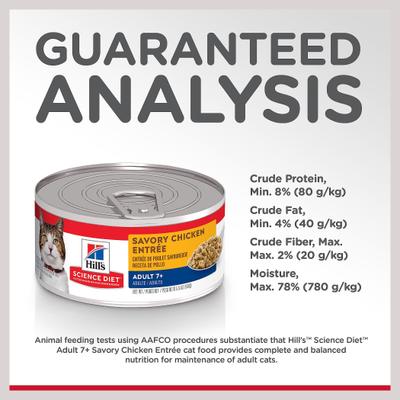 Show full view: Hill's Science Diet Senior Adult 7+ Savory Chicken Entree Wet Cat Food, 5.5-oz can, case of 24 slide 8 of 13