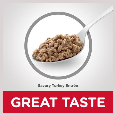 Show full view: Hill's Science Diet Senior Adult 7+ Savory Turkey Entree Wet Cat Food, 2.9-oz can, case of 24 slide 7 of 13