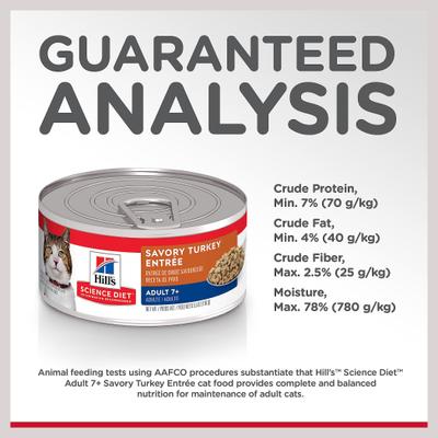 Show full view: Hill's Science Diet Senior Adult 7+ Savory Turkey Entree Wet Cat Food, 5.5-oz can, case of 24 slide 8 of 13