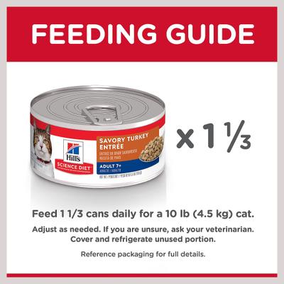 Show full view: Hill's Science Diet Senior Adult 7+ Savory Turkey Entree Wet Cat Food, 5.5-oz can, case of 24 slide 9 of 13