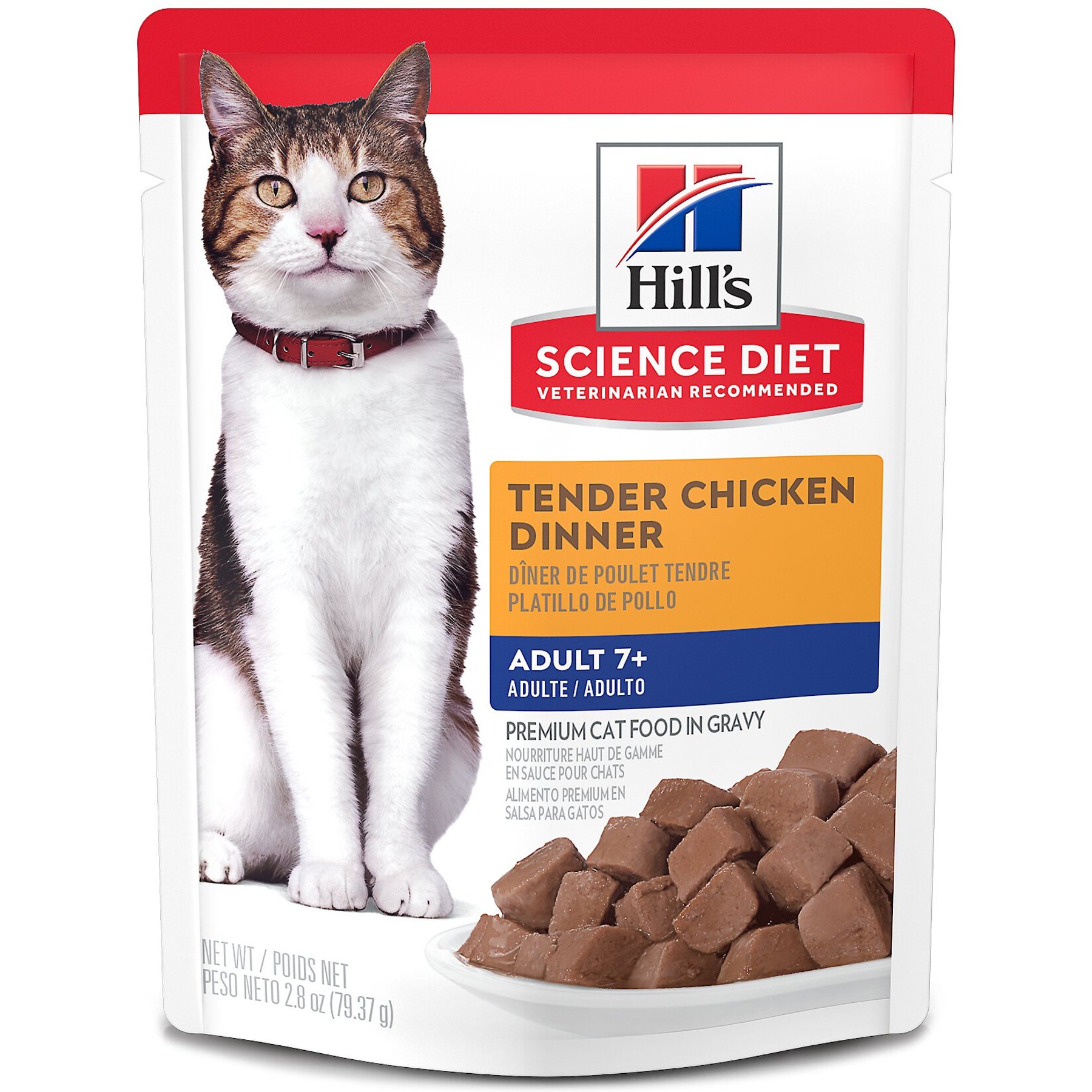 Hill's Science Diet Senior Adult 7+ Tender Chicken Recipe Cat Food, 2.8-oz pouch, case of 24