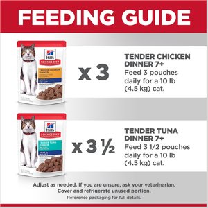 Hill's Science Diet Senior Adult 7+ Tender Dinner Variety Pack Cat Food, 2.8-oz pouch, case of 12