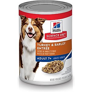 Hill's Science Diet Senior Adult 7+ Turkey & Barley Entree Wet Dog Food, 13-oz can, case of 12