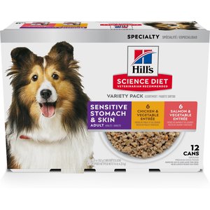 Hill's Science Diet Sensitive Stomach & Sensitive Skin Variety Pack Adult Wet Dog Food, 12.8-oz can, 12 count