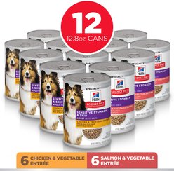 Hill's Science Diet Sensitive Stomach & Sensitive Skin Variety Pack Adult Wet Dog Food, 12.8-oz can, 12 count slide 2 of 9