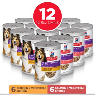 Show full view: Hill's Science Diet Sensitive Stomach & Sensitive Skin Variety Pack Adult Wet Dog Food, 12.8-oz can, 12 count slide 3 of 13
