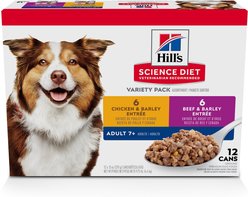 Hill's Science Diet Variety Pack Senior 7+ Wet Dog Food, 13-oz can, case of 12