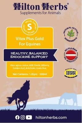 Show full view: Hilton Herbs Vitex Plus Gold Endocrine Support Liquid Horse Supplement, 1.05-pint bottle slide 3 of 4
