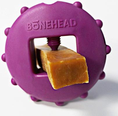 Show full view: Himalayan Pet Supply Bonehead Chew Guardian Chew Smarter & Longer Dog Toy, Purple, Small slide 3 of 9