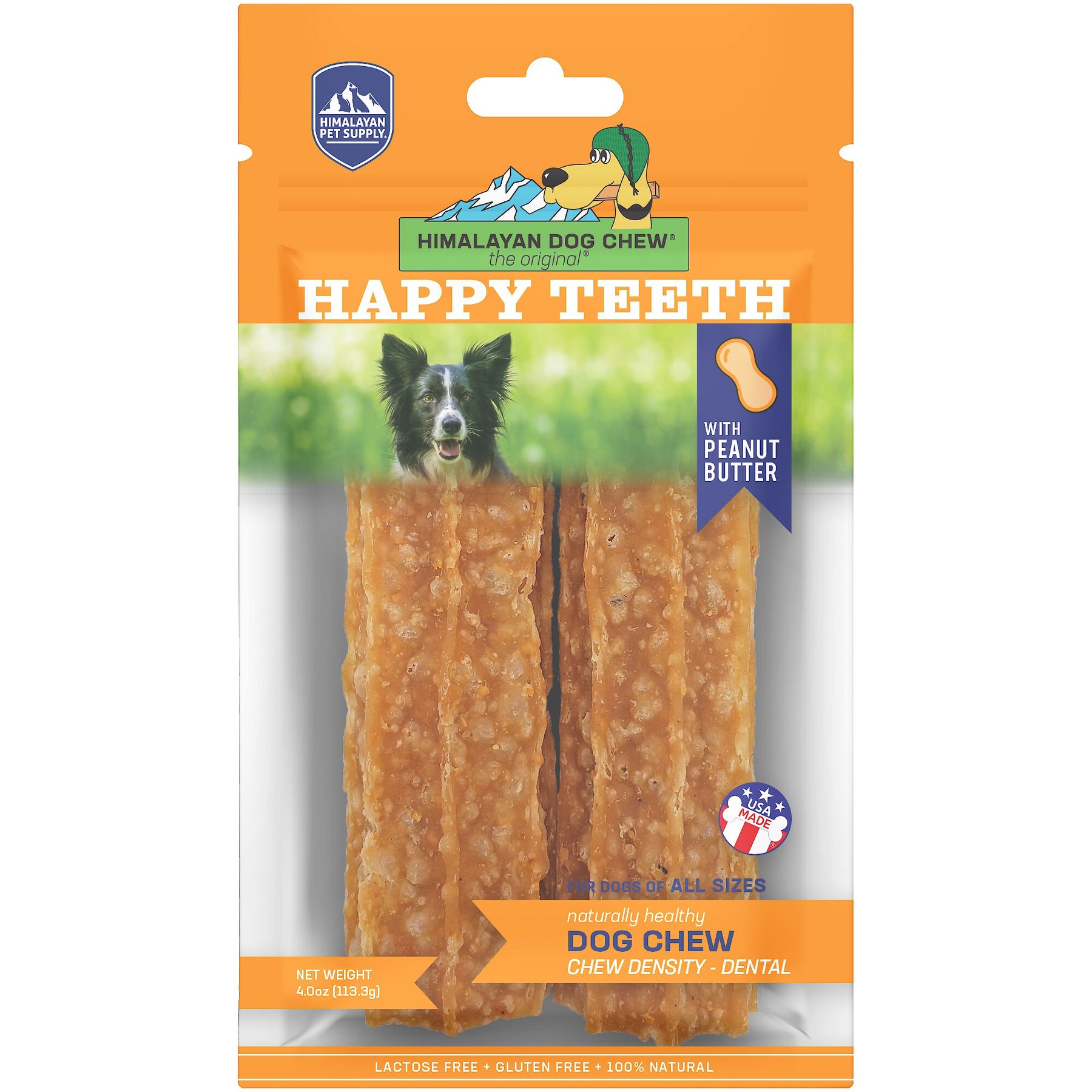 Himalayan Dog Chew Happy Teeth Large Peanut Butter Flavor Dental Dog Treat, 2 count