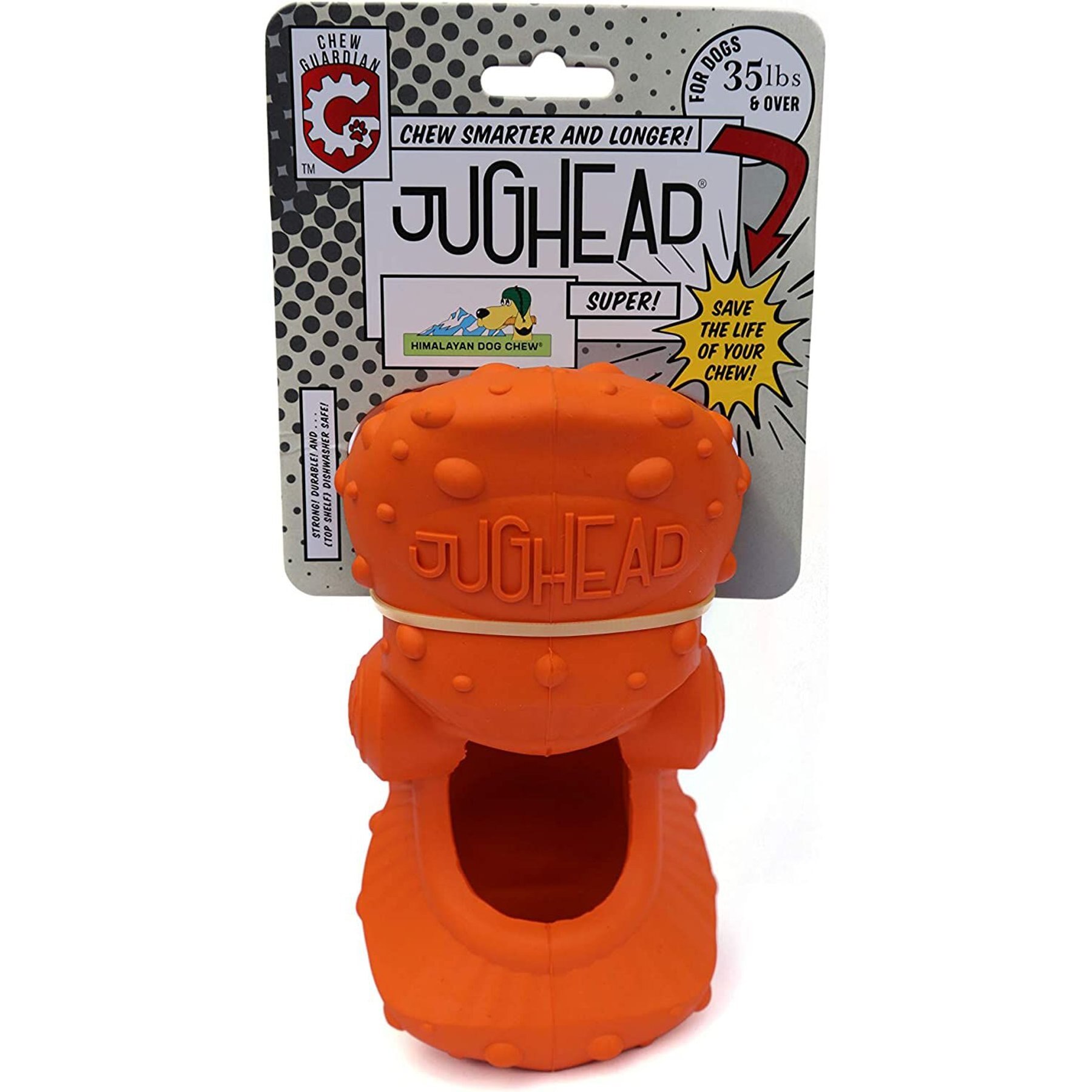 Himalayan Dog Chew Jughead Chew Guardian Chew Smarter Chew Longer Dog Toy, Orange, Super