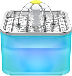 HINTON Stainless Steel Bowl Bpa-free Plastic Dog & Cat Water Fountain with LED Light, 101-oz, Green