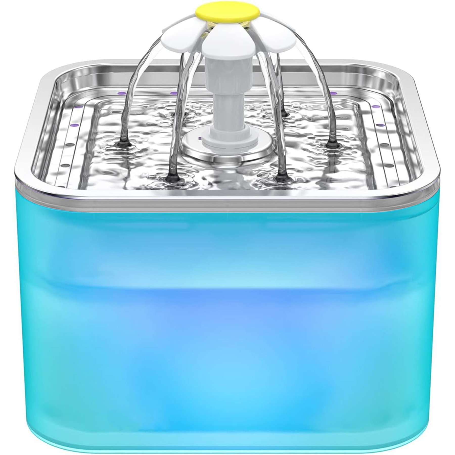 HINTON Stainless Steel Bowl Bpa-free Plastic Dog & Cat Water Fountain with LED Light, 101-oz, Green